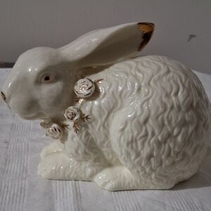 Elegant Ceramic Rabbit with Gold Detailing